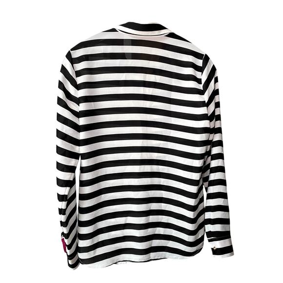 Banana Republic Black & White Striped Button Down Shirt - Picture 2 of 14